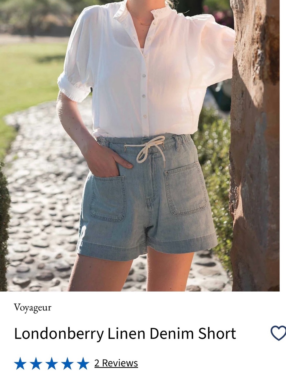 Voyageur Londonberry High-Waist Linen-Denim Shorts in Light Blue